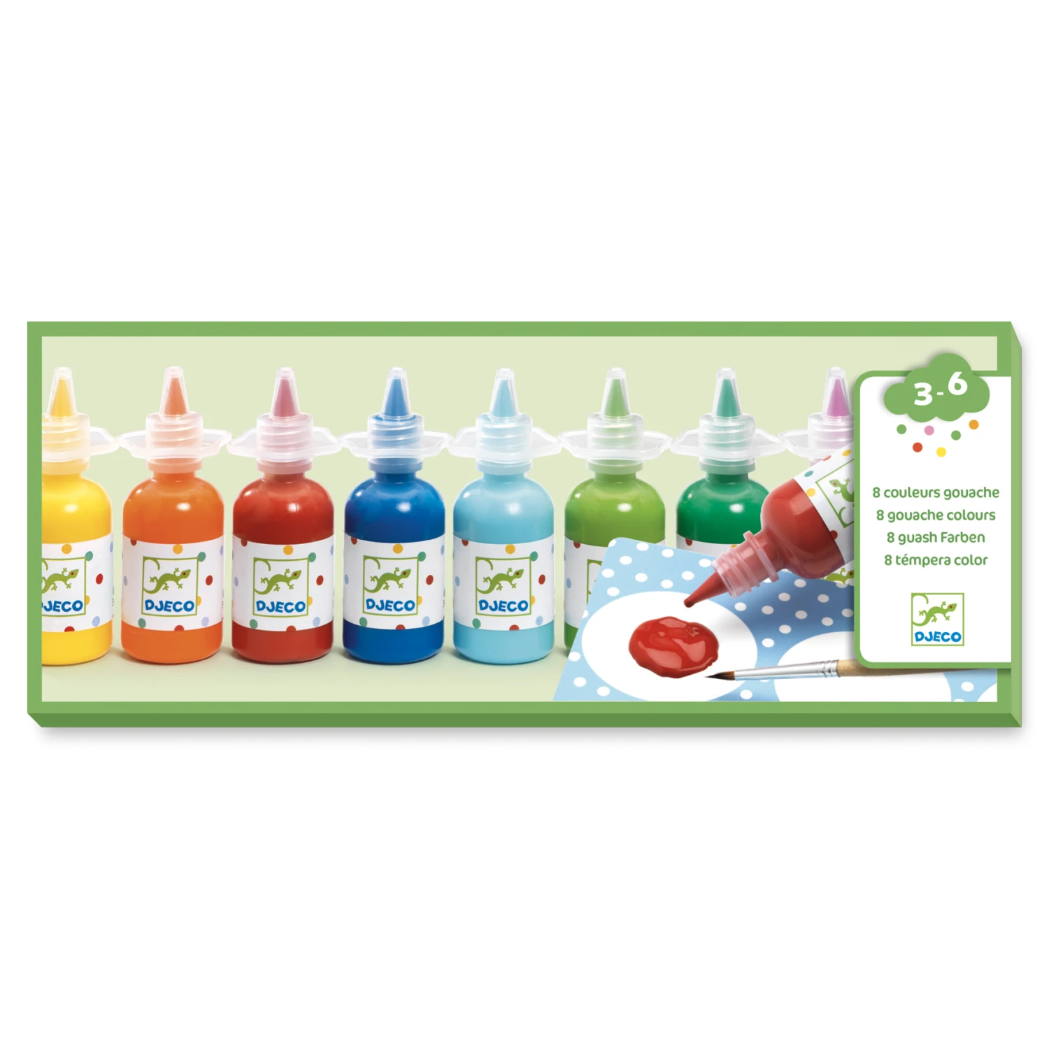 DJECO Waterverfpotjes 8 X 30 Ml 3 Jr+ 1 DJECO Waterverfpotjes 8 X 30 Ml 3 Jr+